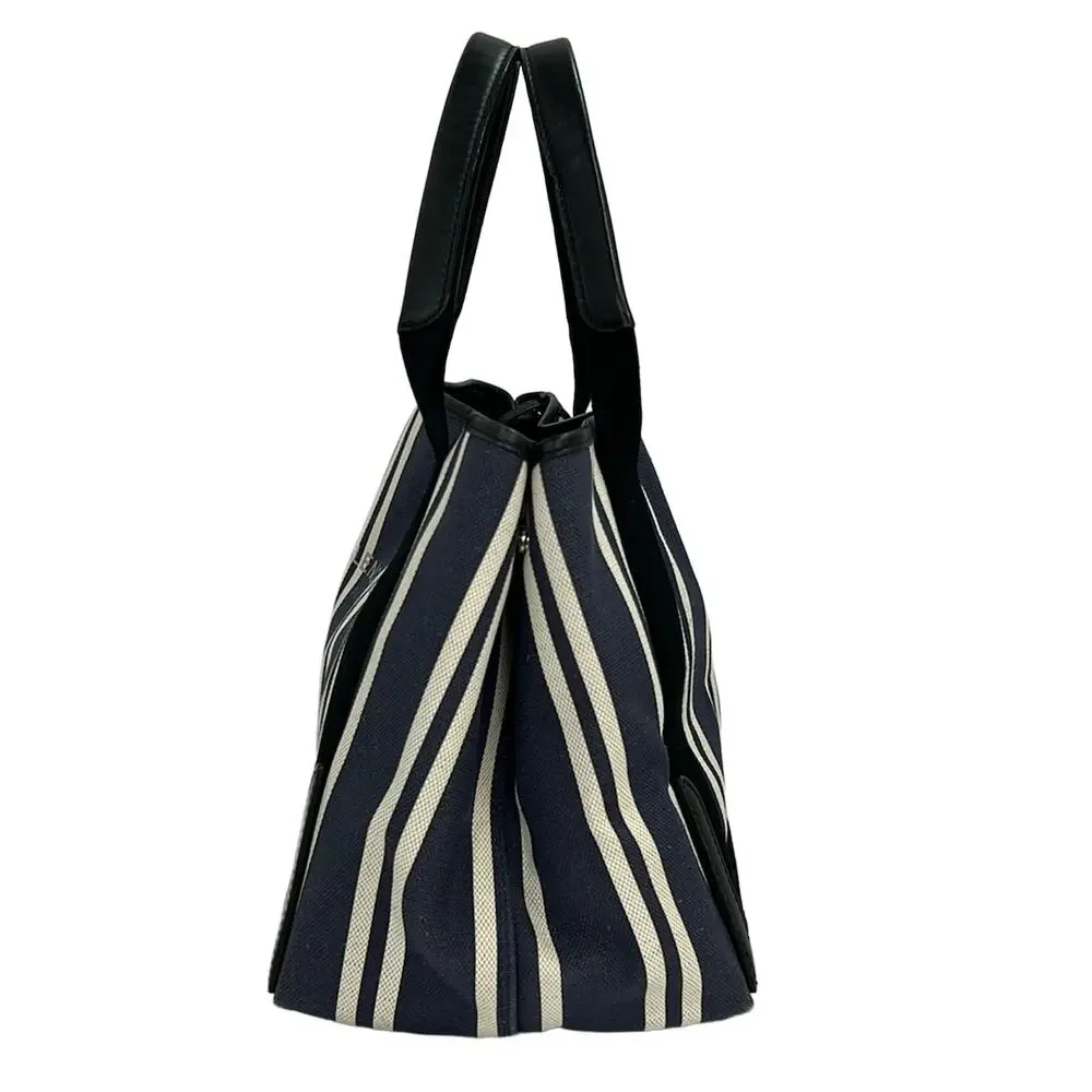 Balenciaga Navy Cabas S Tote Bag 339933 Navy White Black Canvas Leather